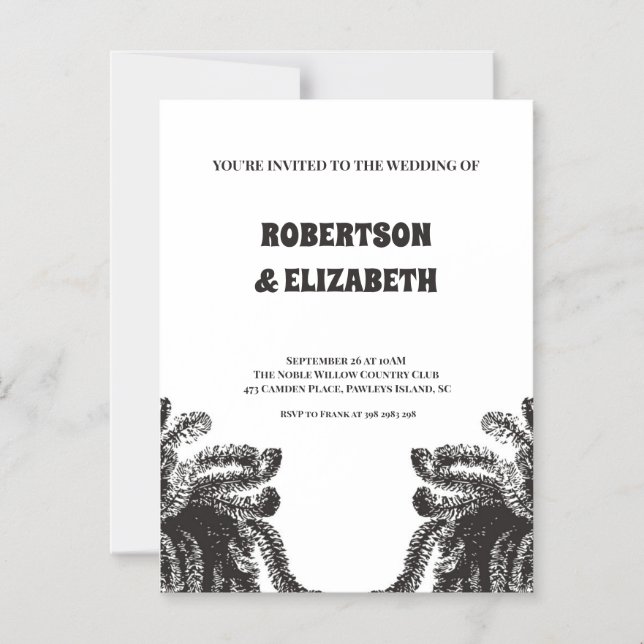 Personalised botanical wedding magnetic invitation (Front)