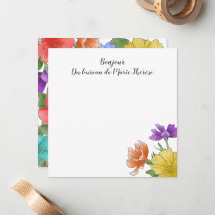 Personalised Bounjour Bright Watercolor Floral Card