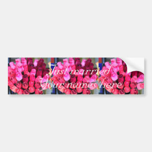 personalised bouquet just married bumper sticker