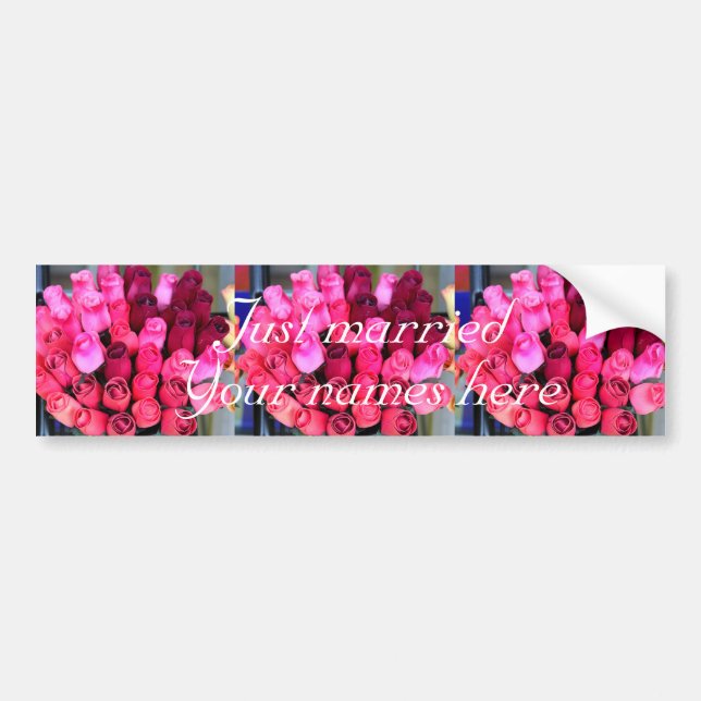 personalised bouquet just married bumper sticker (Front)