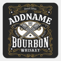 Personalised Bourbon Vintage Guns Whiskey Label
