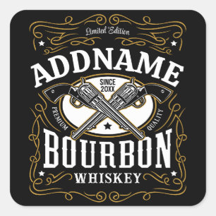 Personalised Bourbon Vintage Guns Whiskey Label