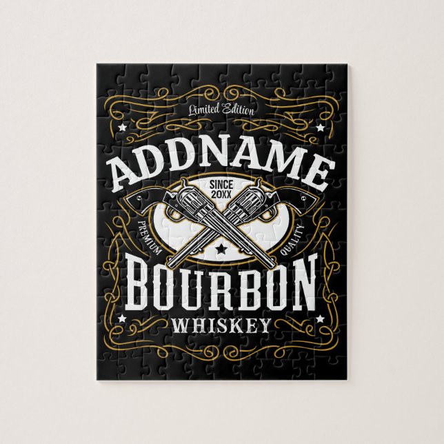 Personalised Bourbon Vintage Guns Whiskey Label Jigsaw Puzzle (Vertical)
