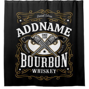 Personalised Bourbon Vintage Guns Whiskey Label Shower Curtain