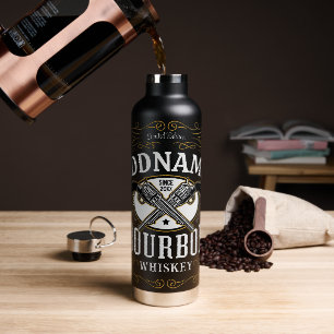 Personalised Bourbon Vintage Guns Whiskey Label Water Bottle