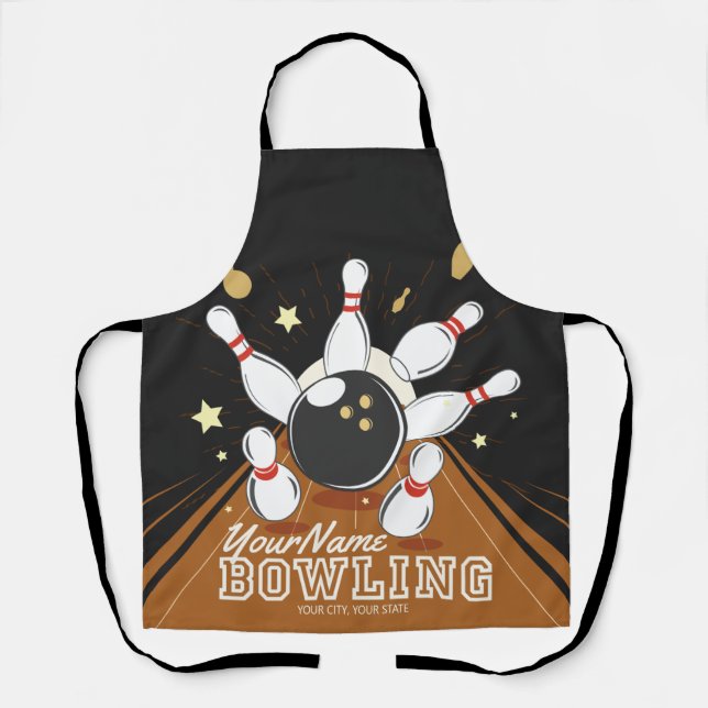 Personalised Bowler Strike Bowling Lanes Ball Pins Apron (Front)