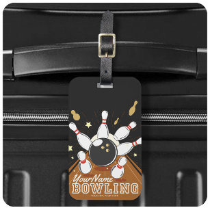 Personalised Bowler Strike Bowling Lanes Ball Pins Luggage Tag