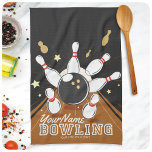 Personalised Bowler Strike Bowling Lanes Ball Pins Tea Towel<br><div class="desc">Personalised Bowling Ball Lanes and Pins League Design - Featuring a Bowling Ball,  classic retro Lanes and Pins! - Customise with your Name and Custom Text!</div>