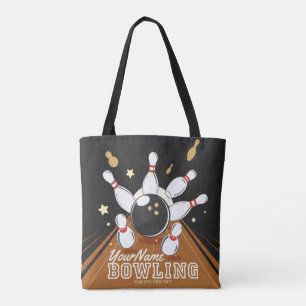 Personalised Bowler Strike Bowling Lanes Ball Pins Tote Bag