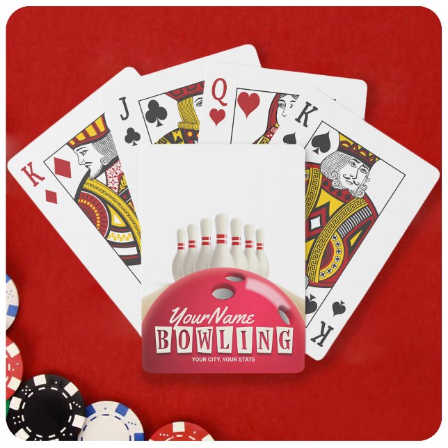 Personalised Bowling Ball Lanes Pins Retro League Playing Cards (Creator Uploaded)