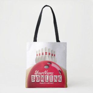 Personalised Bowling Ball Lanes Pins Retro League Tote Bag