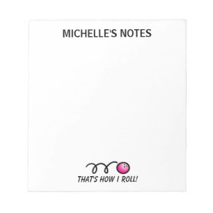 Personalised bowling ball template memo writing notepad