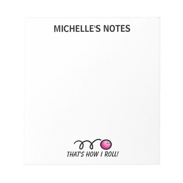 Personalised bowling ball template memo writing notepad (Front)
