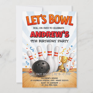 Personalised Bowling Birthday Party Invitation