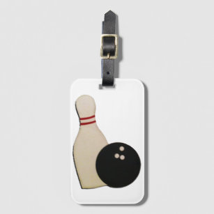 personalised bowling gift luggage tag