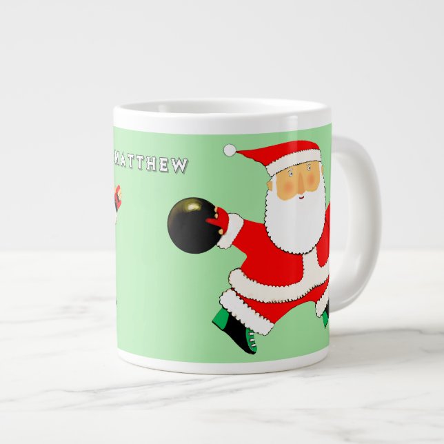 Personalised Bowling Holiday Gift Large Coffee Mug (Front Right)