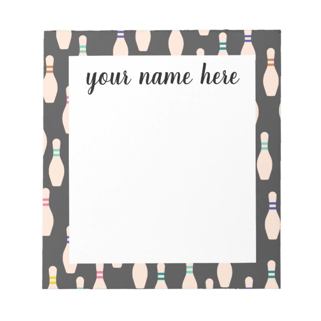 Personalised Bowling Pins Notepad (Front)