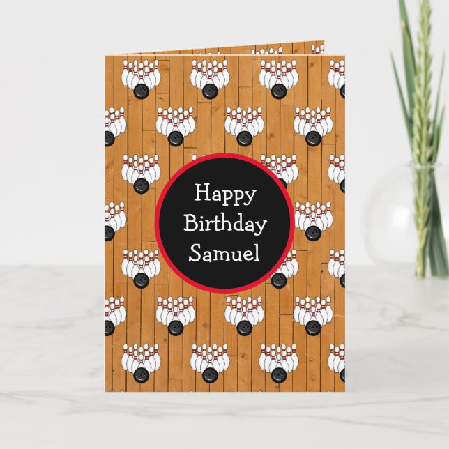 Personalised Bowling Themed Birthday   Card (Front)