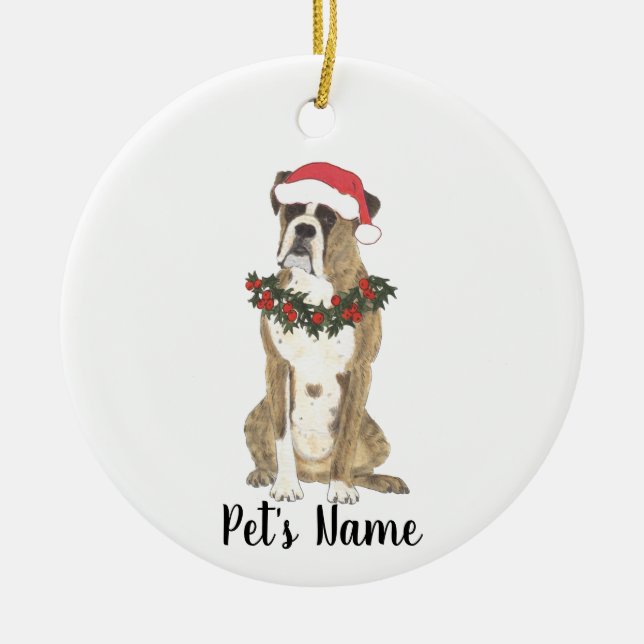 Personalised Boxer (Brindle) Ceramic Ornament (Front)