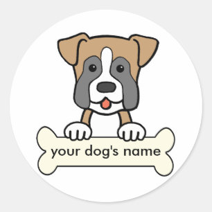 Personalised Boxer Classic Round Sticker