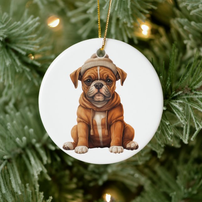 Personalised Boxer Dog Art Ceramic Ornament (Tree)