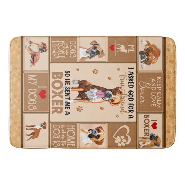 Personalised Boxer Dog Blanket, Bath Mat (Front)