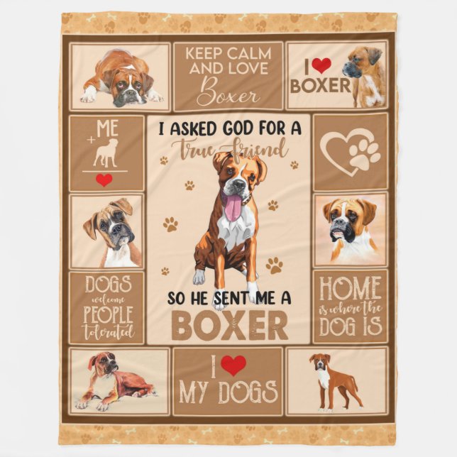 Personalised Boxer Dog Blanket, Fleece Blanket (Front)