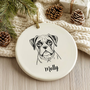 Personalised Boxer Dog Christmas Ceramic Ornament