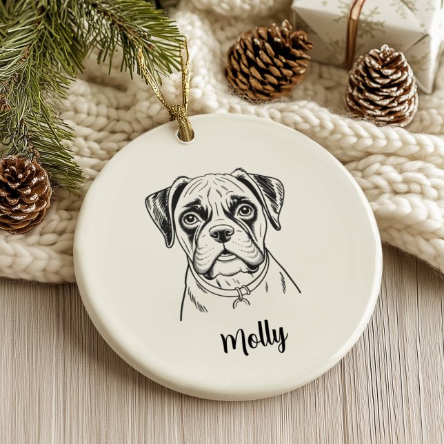 Personalised Boxer Dog Christmas Ceramic Ornament (Creator Uploaded)