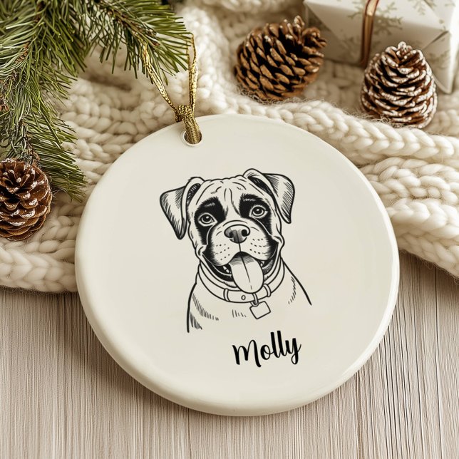 Personalised Boxer Dog Christmas Ceramic Ornament (Creator Uploaded)