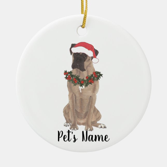 Personalised Boxer (Fawn Masked) Ceramic Ornament (Front)