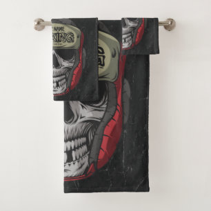 Personalised Boxer Fight Club Skeleton Boxing Gym Bath Towel Set