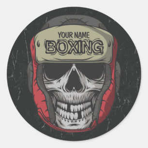 Personalised Boxer Fight Club Skeleton Boxing Gym Classic Round Sticker