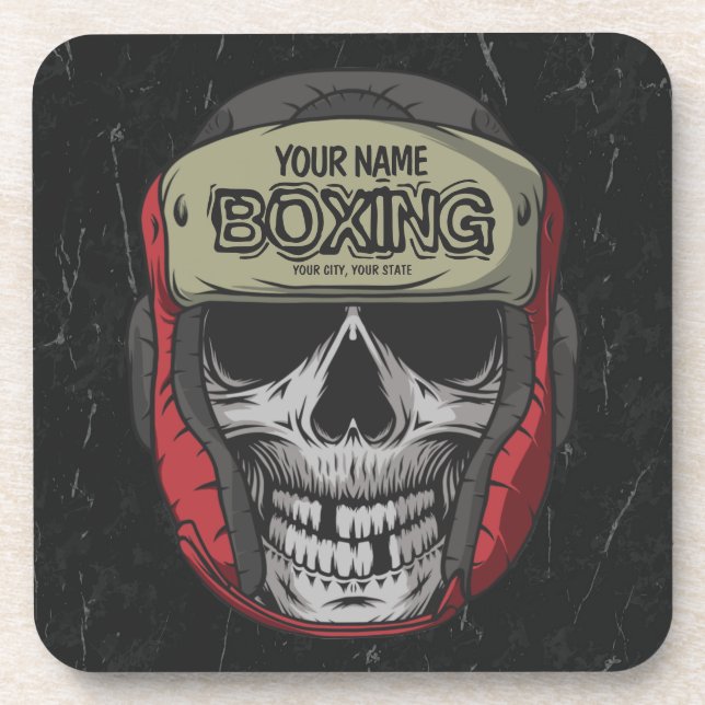 Personalised Boxer Fight Club Skeleton Boxing Gym Coaster (Front)