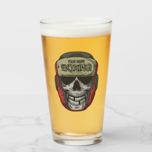 Personalised Boxer Fight Club Skeleton Boxing Gym  Glass (Front Filled)