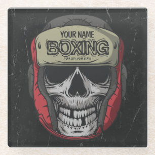 Personalised Boxer Fight Club Skeleton Boxing Gym  Glass Coaster
