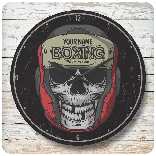 Personalised Boxer Fight Club Skeleton Boxing Gym  Large Clock (Creator Uploaded)