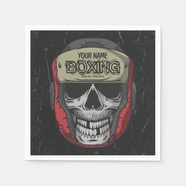 Personalised Boxer Fight Club Skeleton Boxing Gym  Napkin (Front)