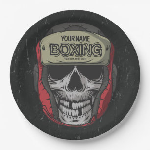 Personalised Boxer Fight Club Skeleton Boxing Gym Paper Plate