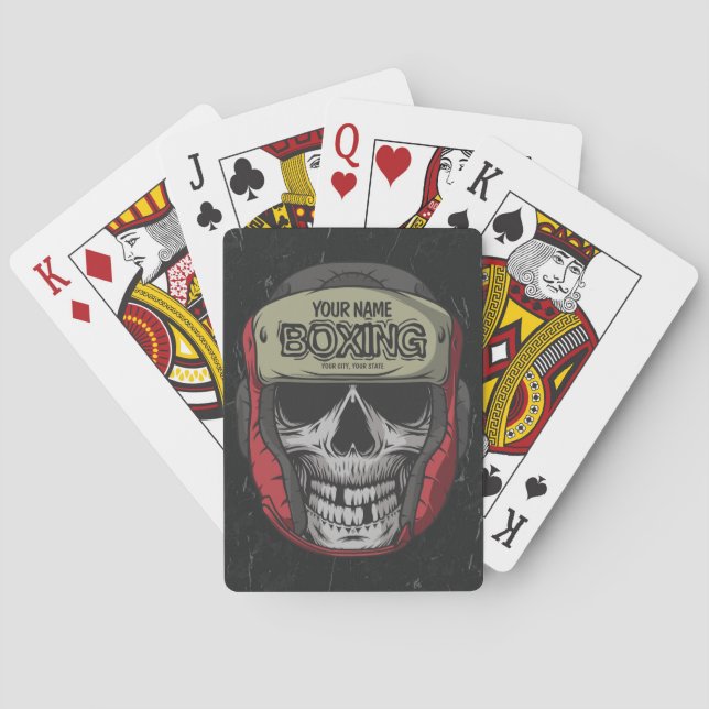Personalised Boxer Fight Club Skeleton Boxing Gym  Playing Cards (Back)