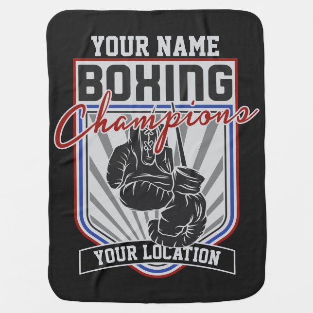 Personalised Boxing Champions Boxer Fitness Gym  Baby Blanket (Front)