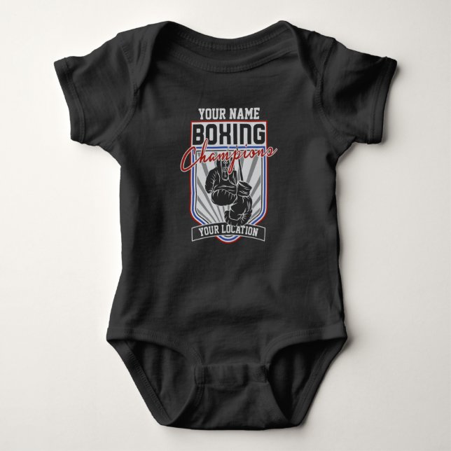 Personalised Boxing Champions Boxer Fitness Gym  Baby Bodysuit (Front)