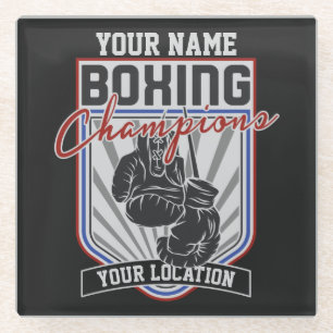 Personalised Boxing Champions Boxer Fitness Gym Glass Coaster
