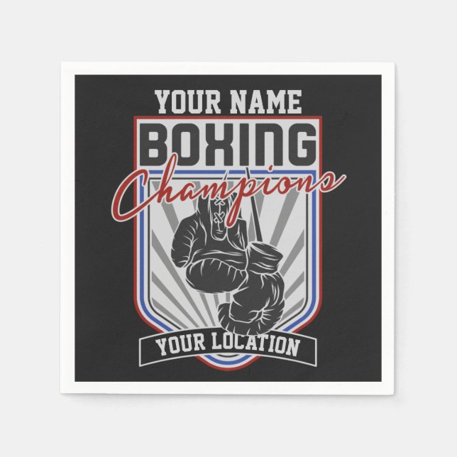 Personalised Boxing Champions Boxer Fitness Gym  Napkin (Front)