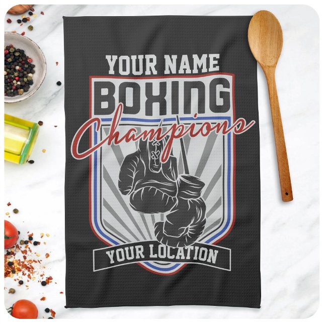 Personalised Boxing Champions Boxer Fitness Gym  Tea Towel (Creator Uploaded)