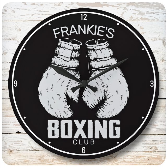 Personalised Boxing Club Boxer Gym Fighter Gloves Large Clock (Creator Uploaded)