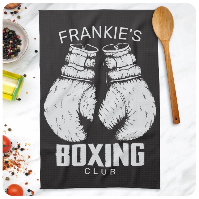 Personalised Boxing Club Boxer Gym Fighter Gloves Tea Towel (Creator Uploaded)