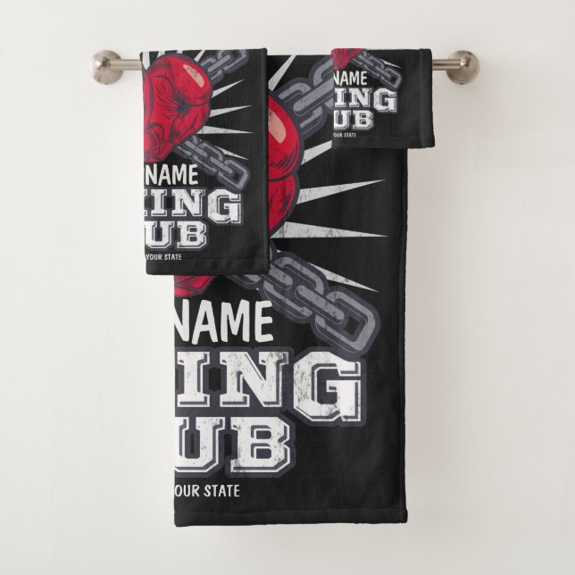 Personalised Boxing Gloves Fighter Champion Boxer  Bath Towel Set (Insitu)
