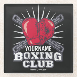 Personalised Boxing Gloves Fighter Champion Boxer Glass Coaster