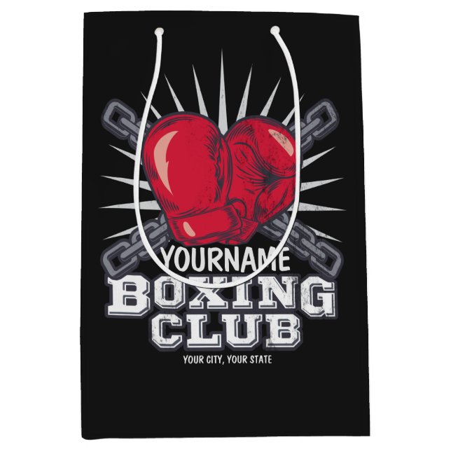 Personalised Boxing Gloves Fighter Champion Boxer  Medium Gift Bag (Front)